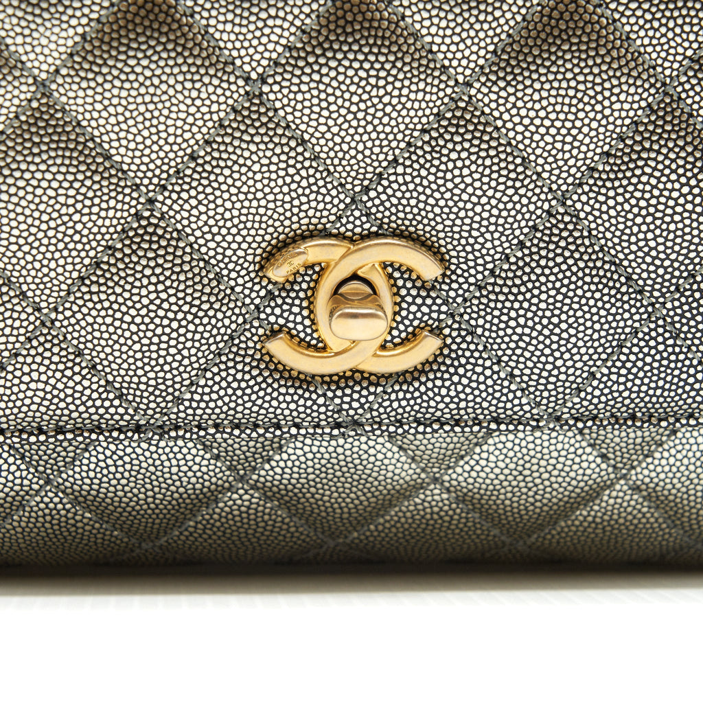 Chanel small coco handle 24cm Caviar Metallic Silver
