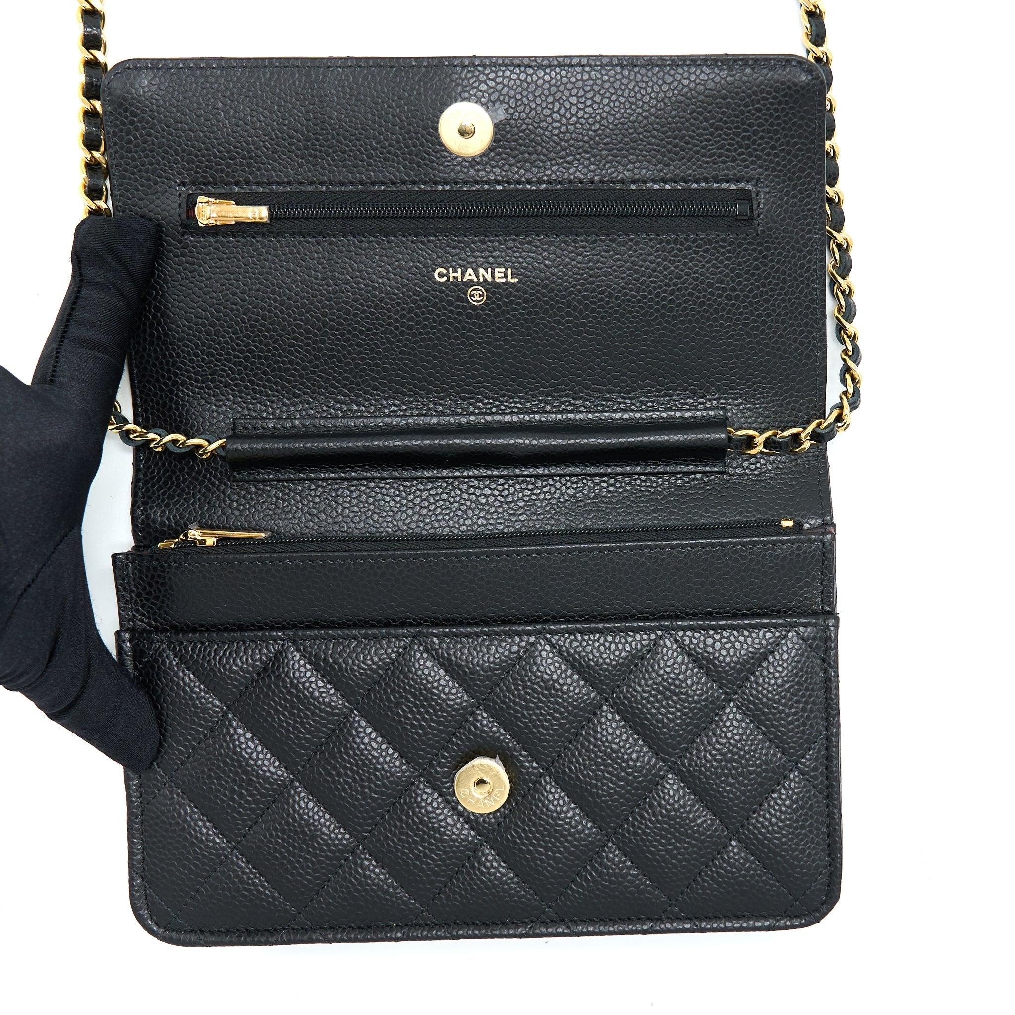 Chanel Classic Wallet On Chain Caviar Black  (Microchip)