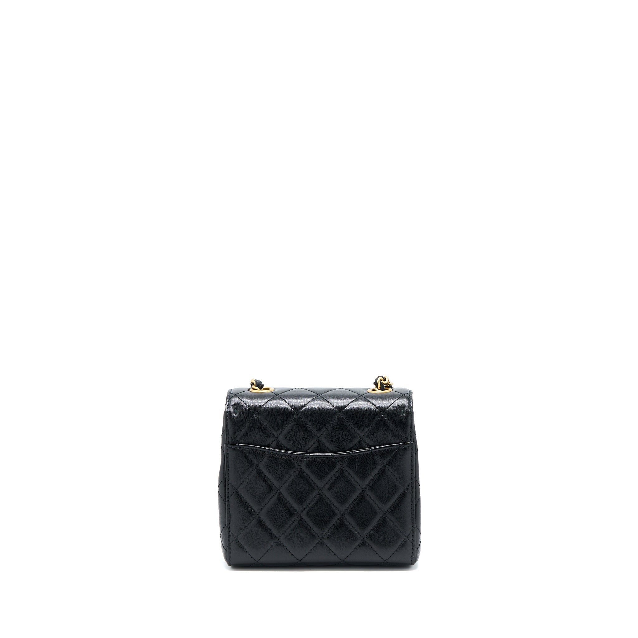Chanel 22K Retro Classic New Square Mini Flap Bag Goatskin Black  (Microchip)