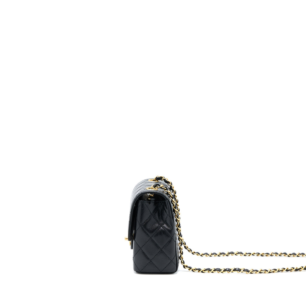 Chanel 22K Retro Classic New Square Mini Flap Bag Goatskin Black  (Microchip)