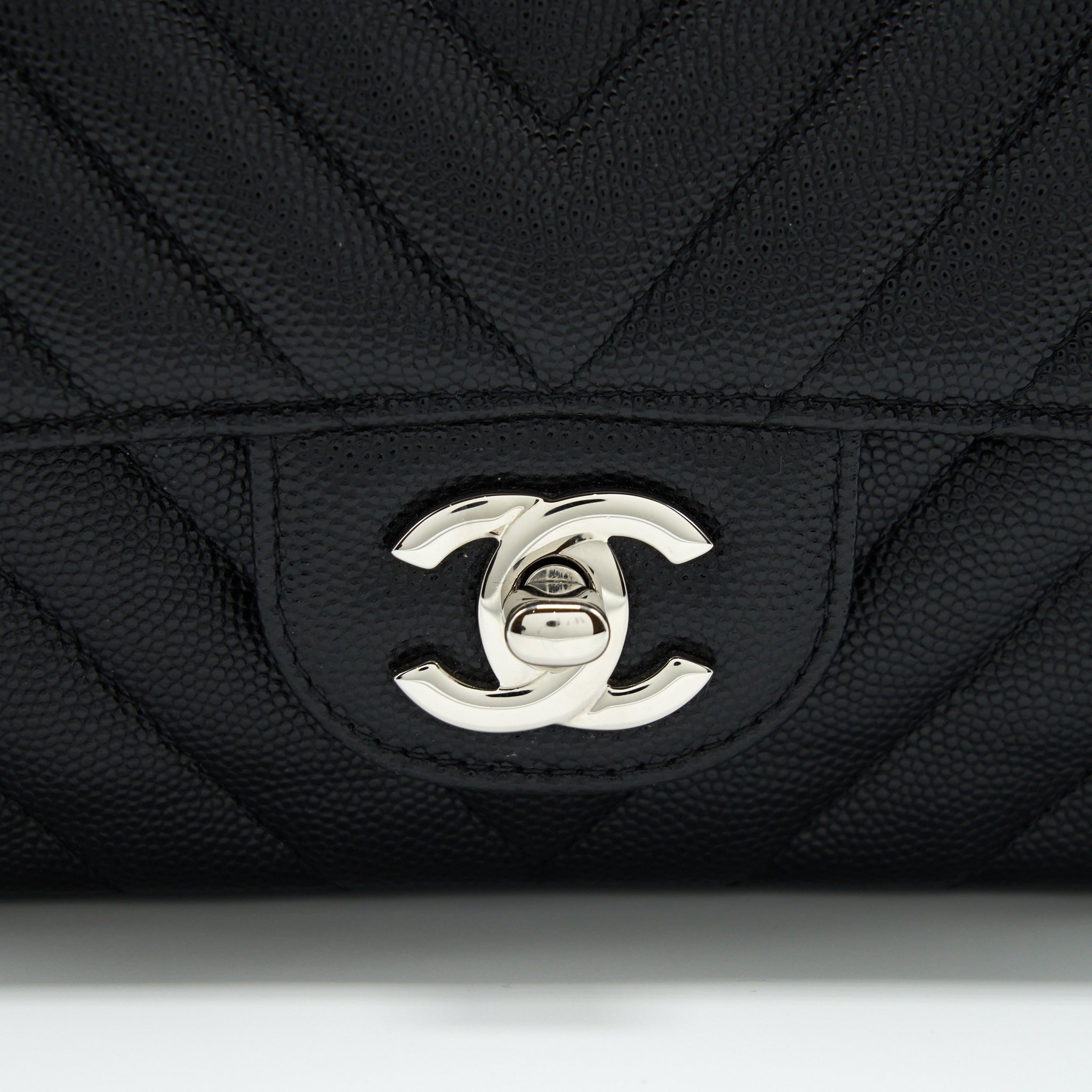 Chanel Chevron Mini Rectangular Flap Bag Caviar Black