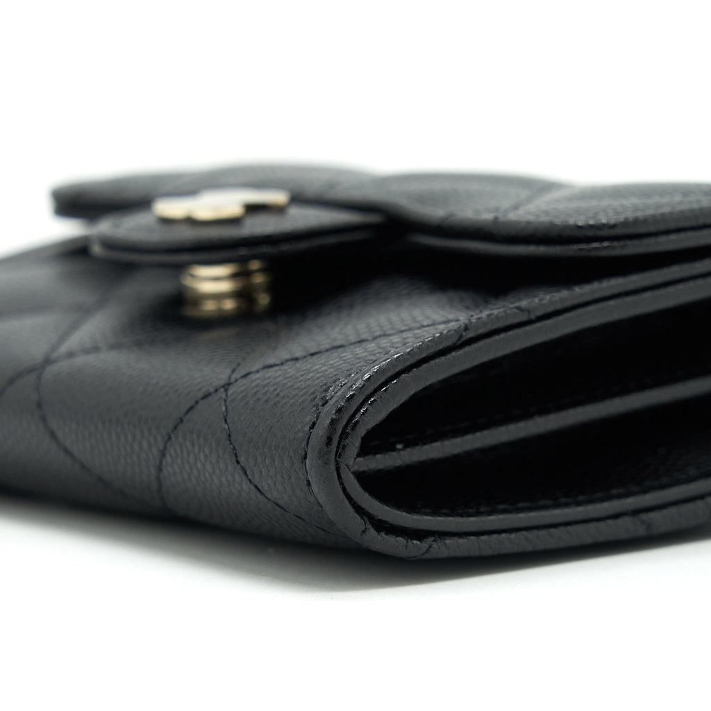 Chanel Mini Flap Card Holder With Chain Caviar Black L