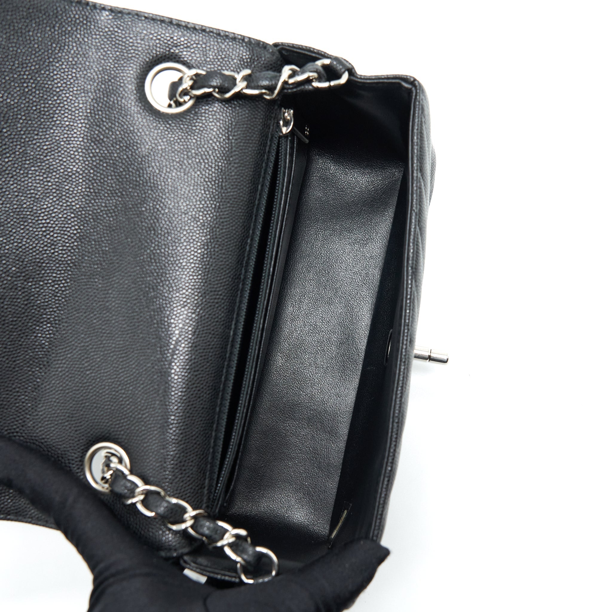 Chanel Chevron Mini Rectangular Flap Bag Caviar Black