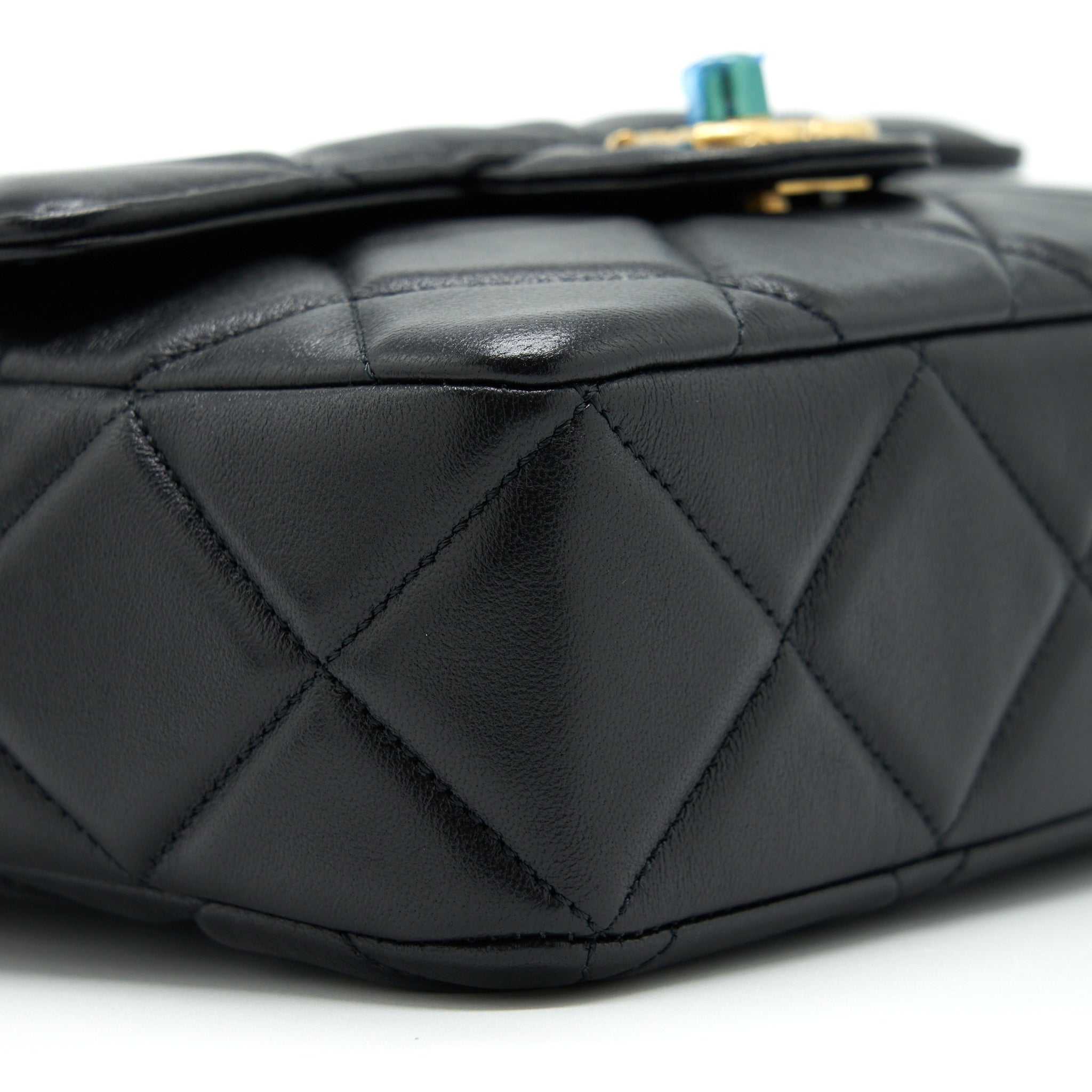 Chanel Quilted Medium Square Flap Bag Lambskin Black Brushed