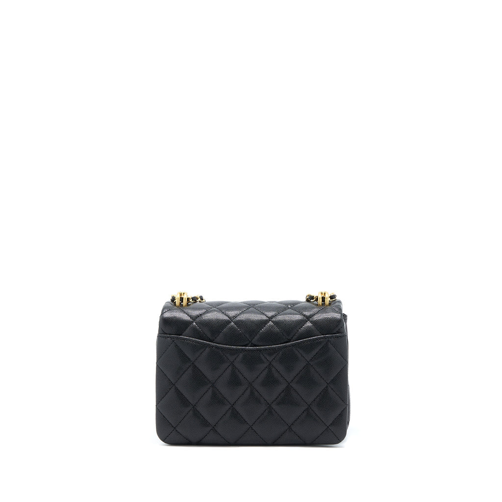 Chanel 22K Coco First Flap Bag Grained Calfskin Black  (Microchip)