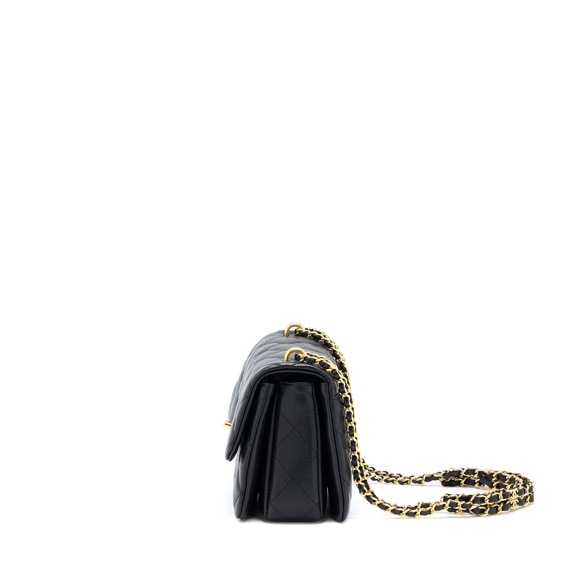 Chanel 22K Coco First Flap Bag Grained Calfskin Black  (Microchip)