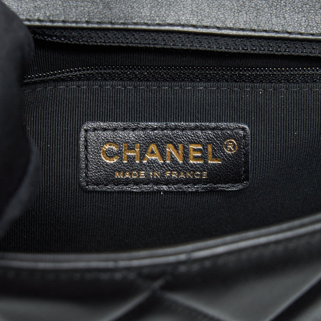 Chanel Quilted Medium Square Flap Bag Lambskin Black Brushed