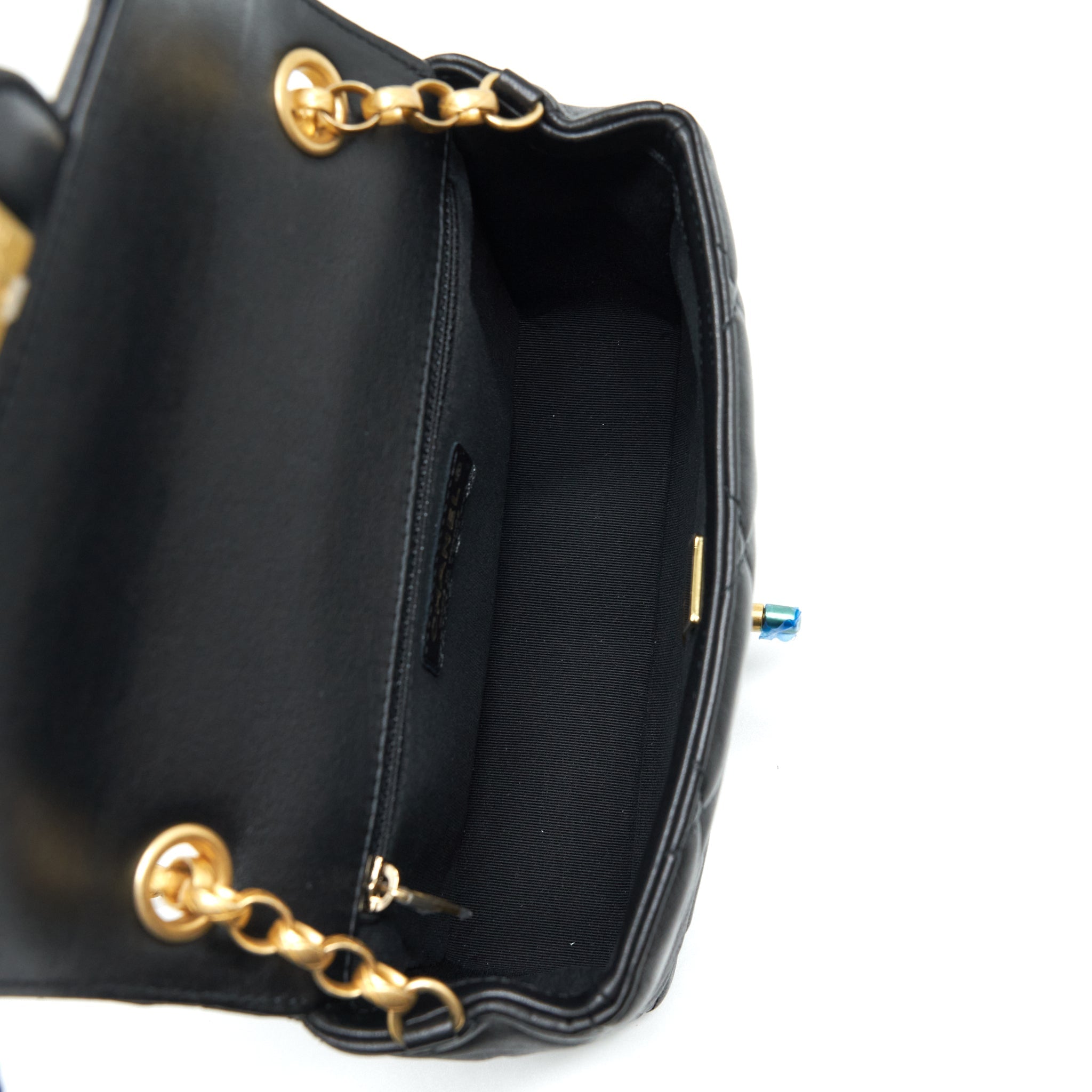 Chanel Quilted Medium Square Flap Bag Lambskin Black Brushed