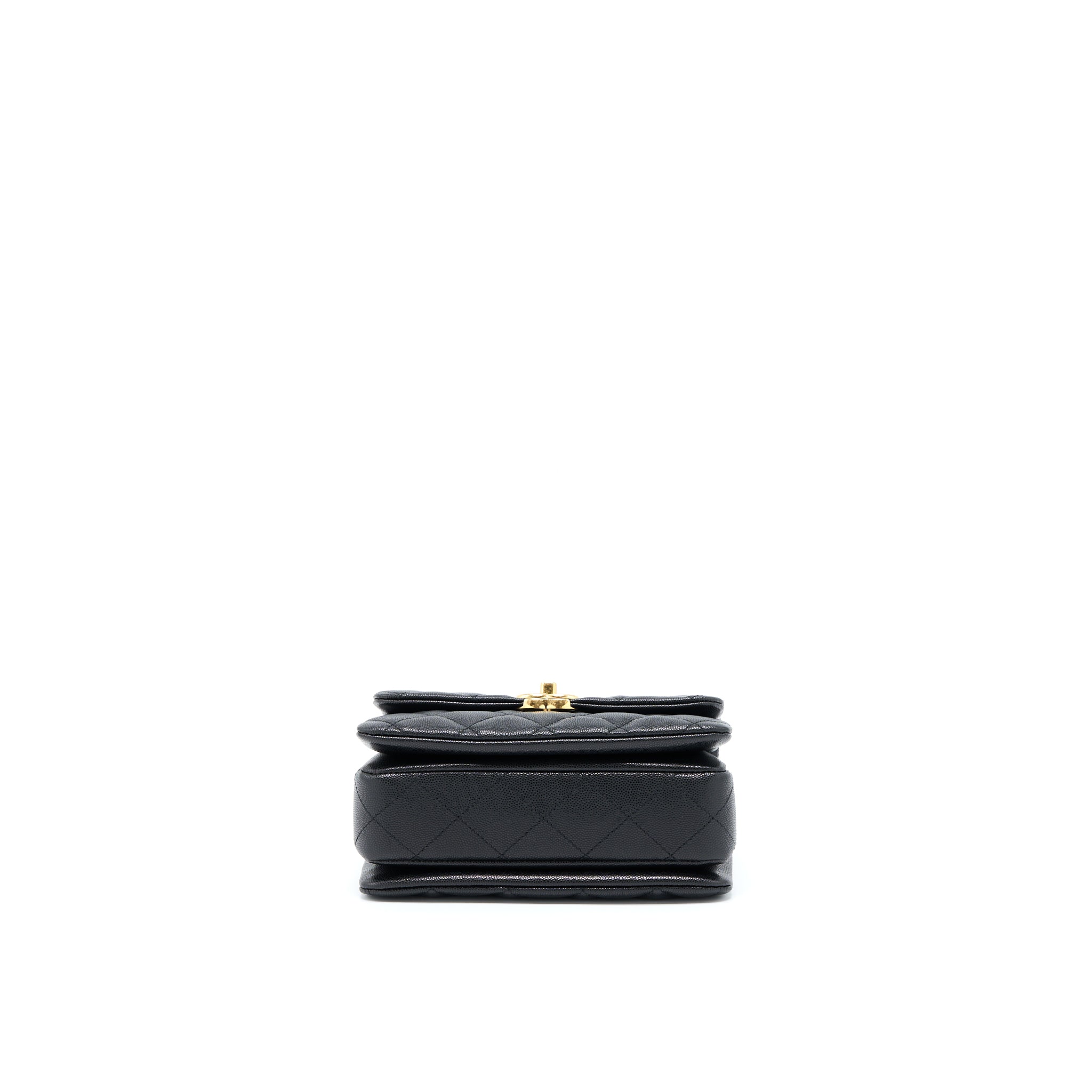 Chanel 22K Coco First Flap Bag Grained Calfskin Black  (Microchip)