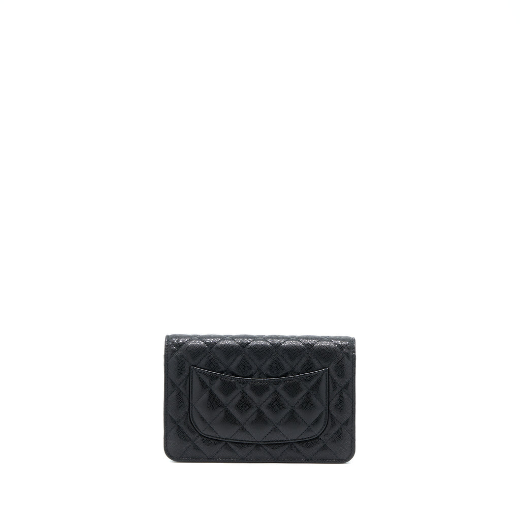 Chanel 22A Twist your button Wallet On Chain Caviar Black  (Microchip)