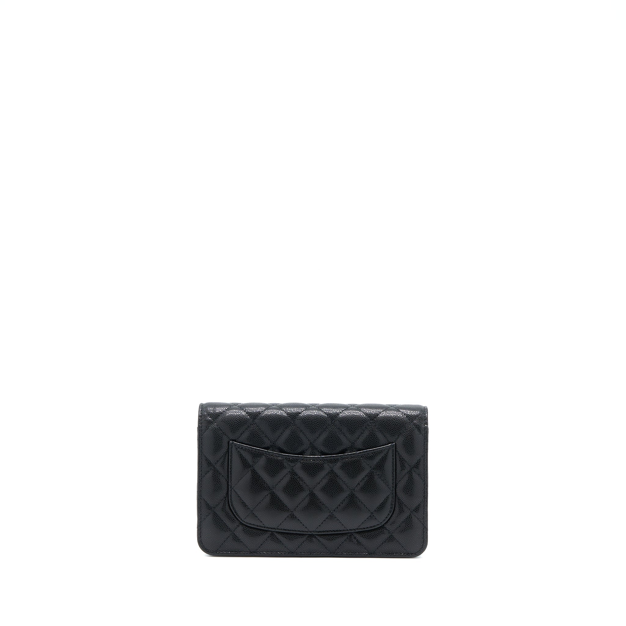 Chanel 22A Twist your button Wallet On Chain Caviar Black  (Microchip)