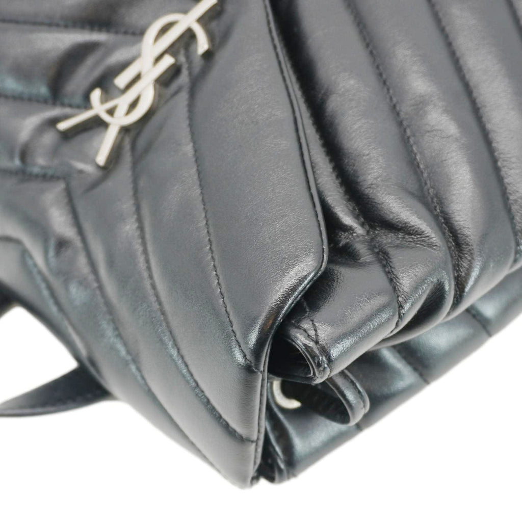 YVES SAINT LAURENT Loulou Small Monogram Calfskin Y Quilted Backpack Black