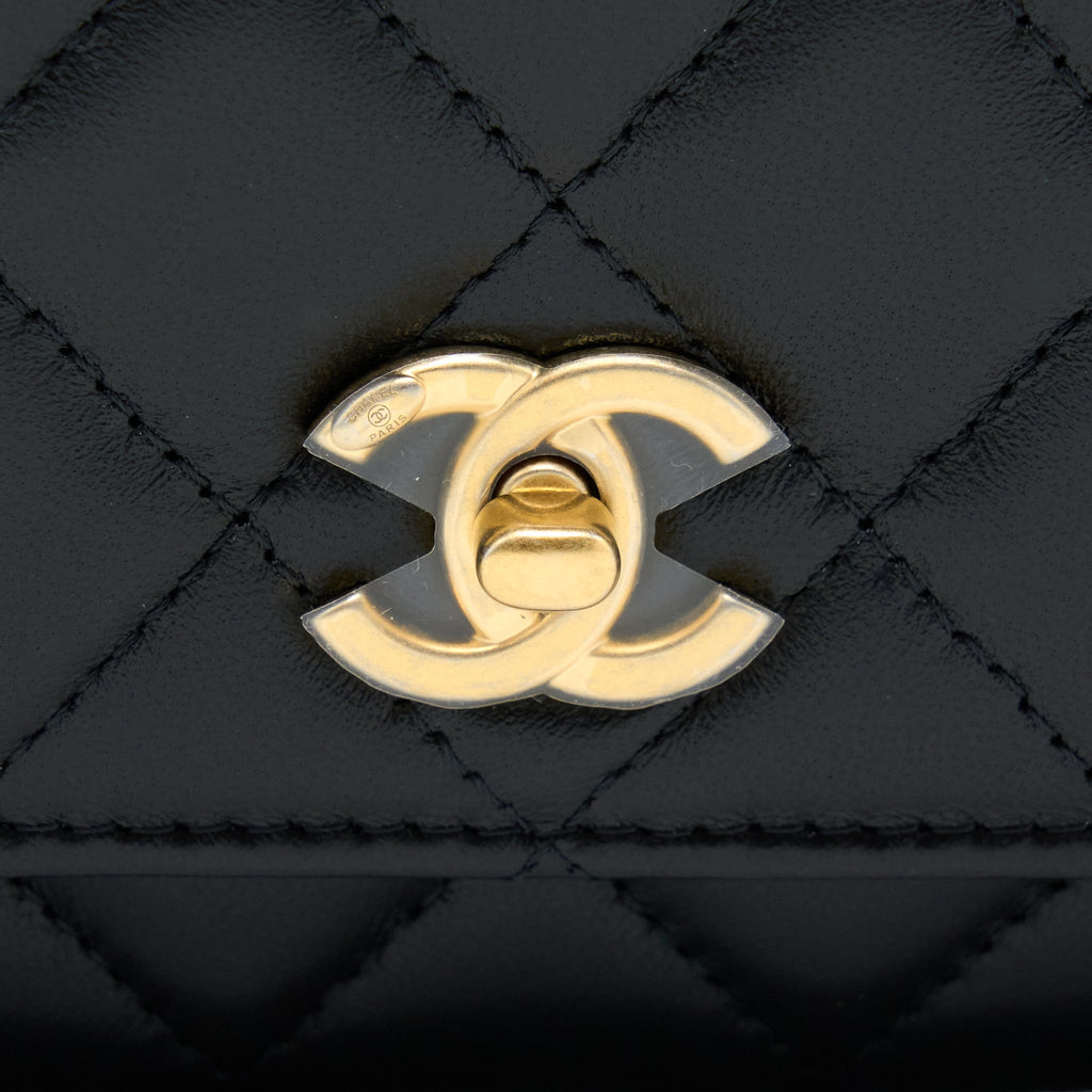 Chanel 22B Pearl Crush Wallet On Chain Lambskin Black  (Microchip)