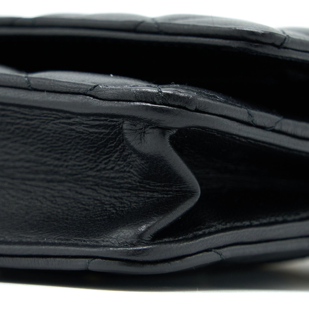 Chanel Detailed Top Handle Wallet on Chain Lambskin Black  (Microchip)