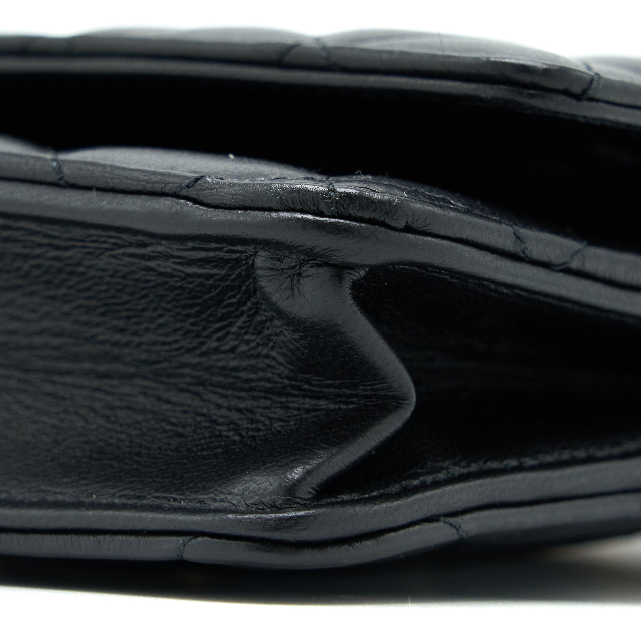 Chanel Detailed Top Handle Wallet on Chain Lambskin Black  (Microchip)