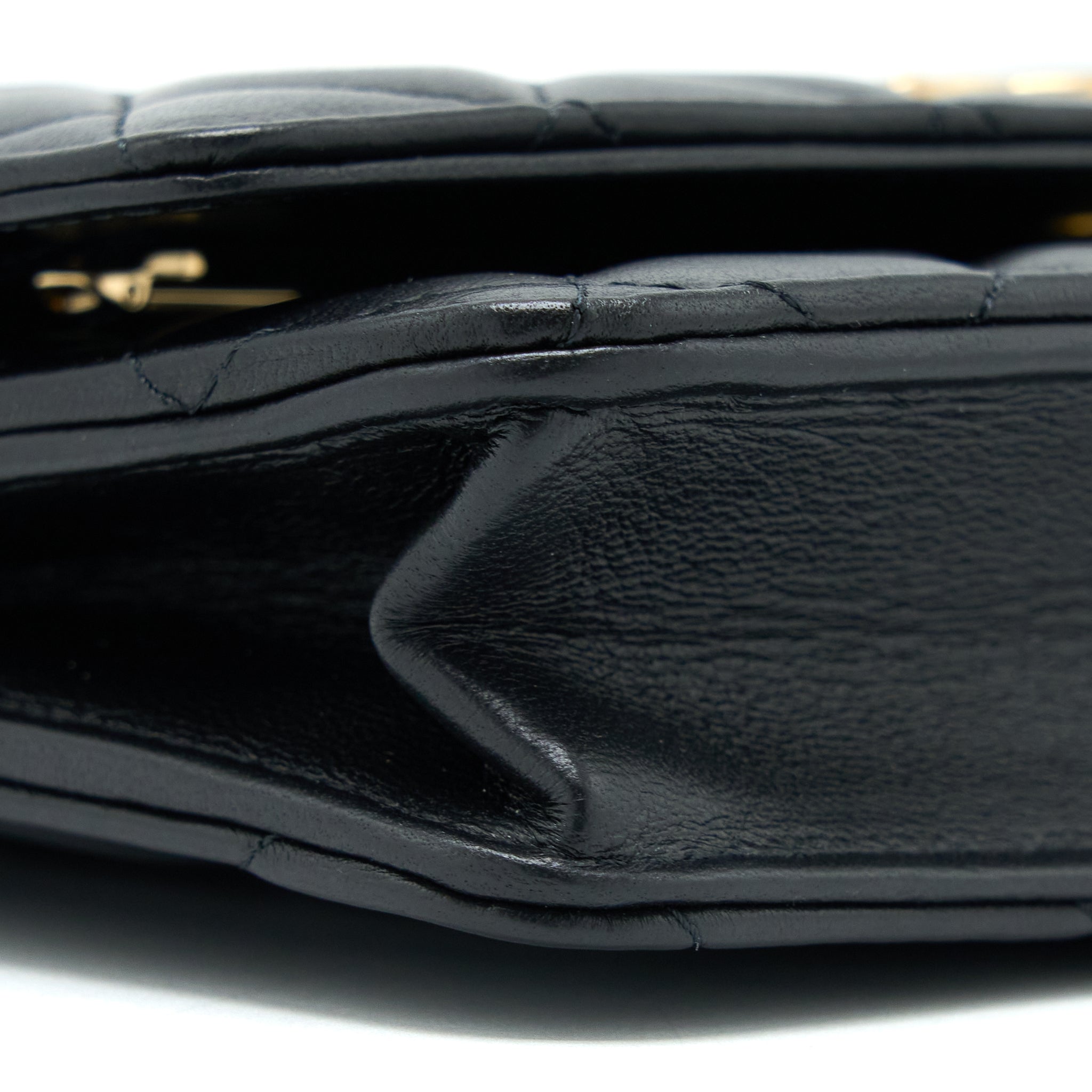 Chanel Detailed Top Handle Wallet on Chain Lambskin Black  (Microchip)