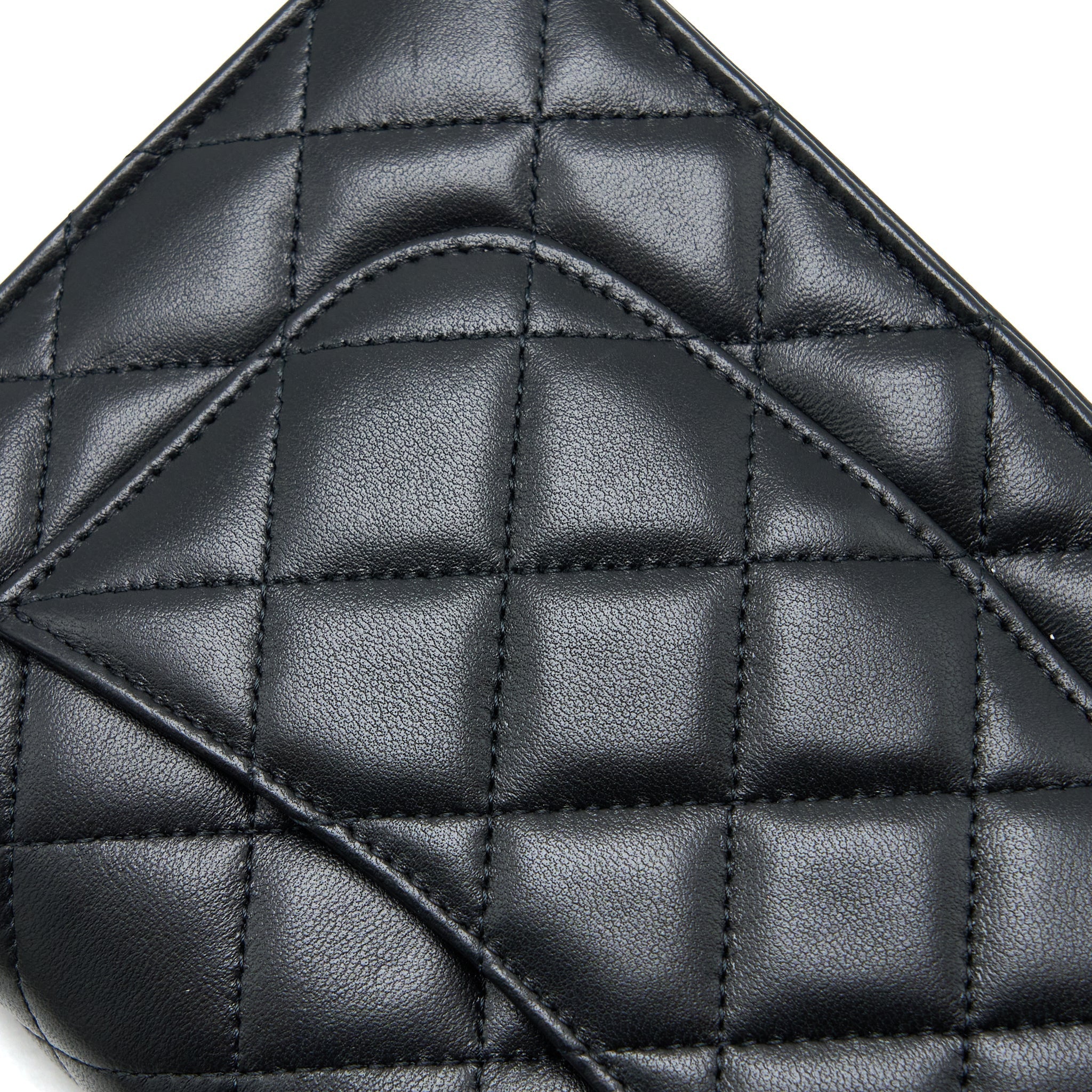 Chanel Detailed Top Handle Wallet on Chain Lambskin Black  (Microchip)