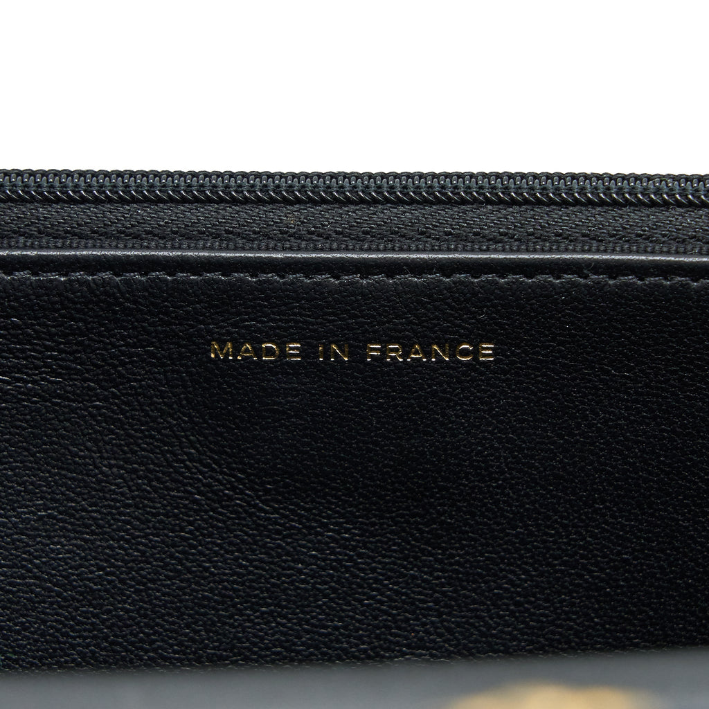 Chanel Detailed Top Handle Wallet on Chain Lambskin Black  (Microchip)