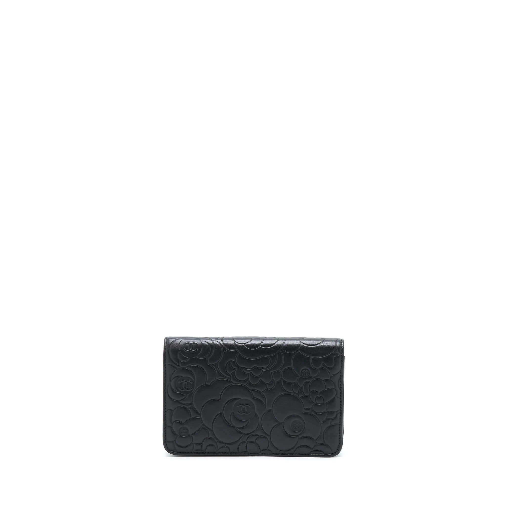 Chanel Camellia Wallet On Chain Lambskin Black