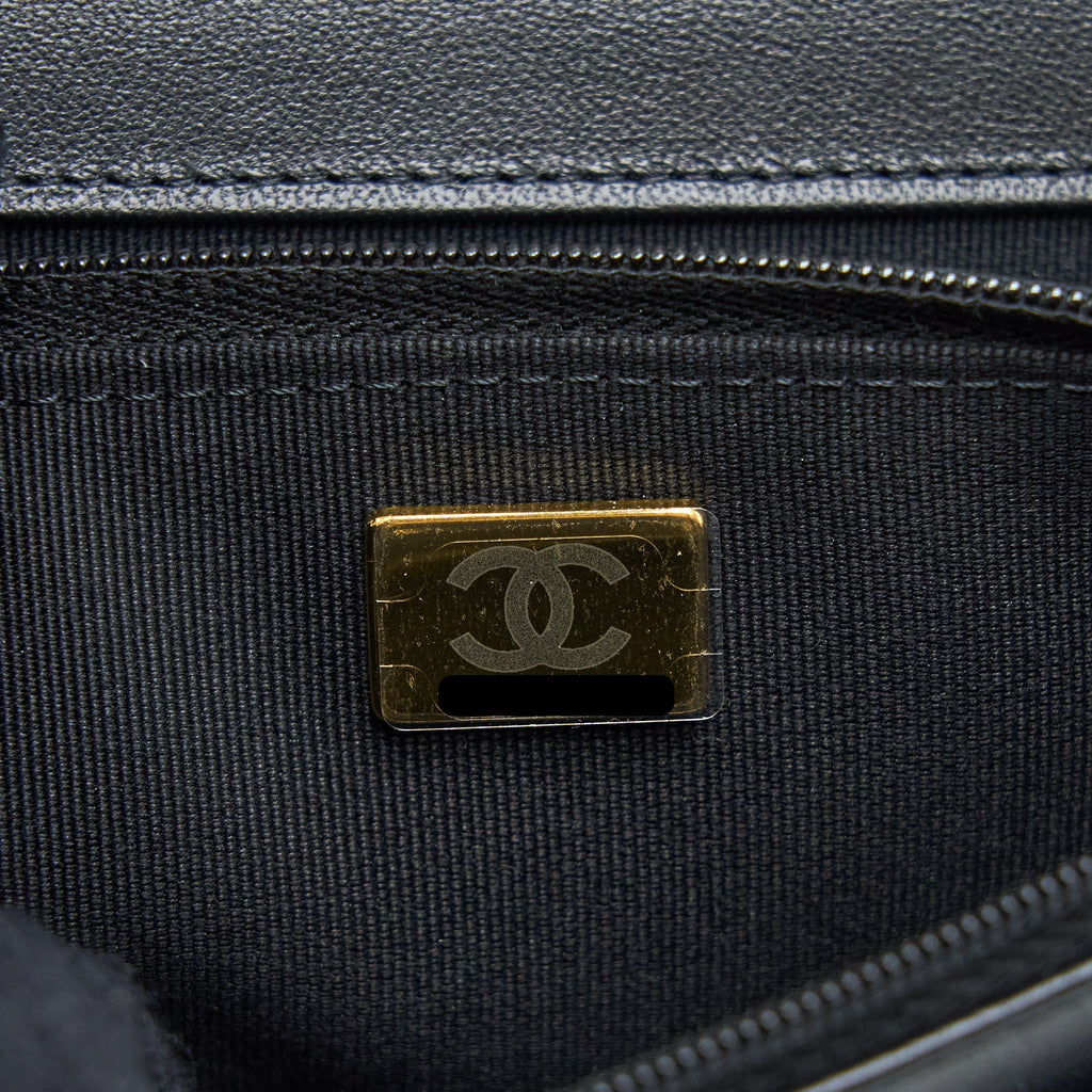 Chanel Detailed Top Handle Wallet on Chain Lambskin Black  (Microchip)