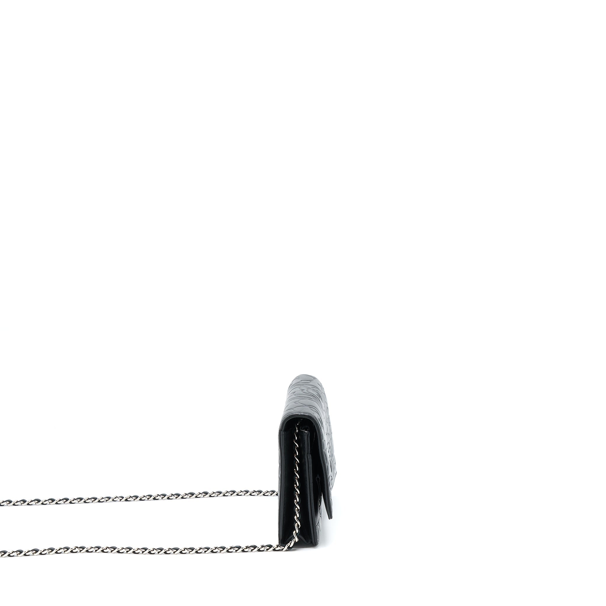 Chanel Camellia Wallet On Chain Lambskin Black