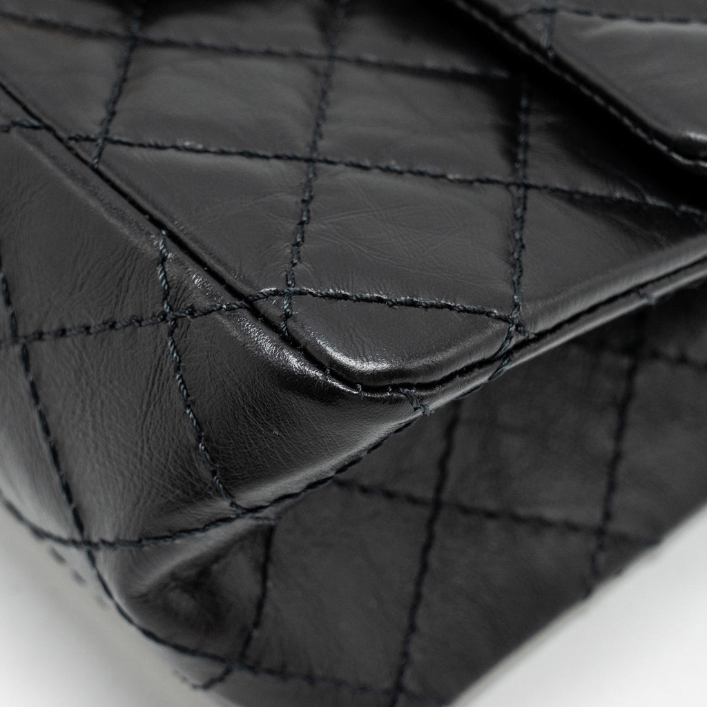 CHANEL Mini 2.55 Reissue Flap Bag Aged Calfskin Black Brushed  (Microchip)