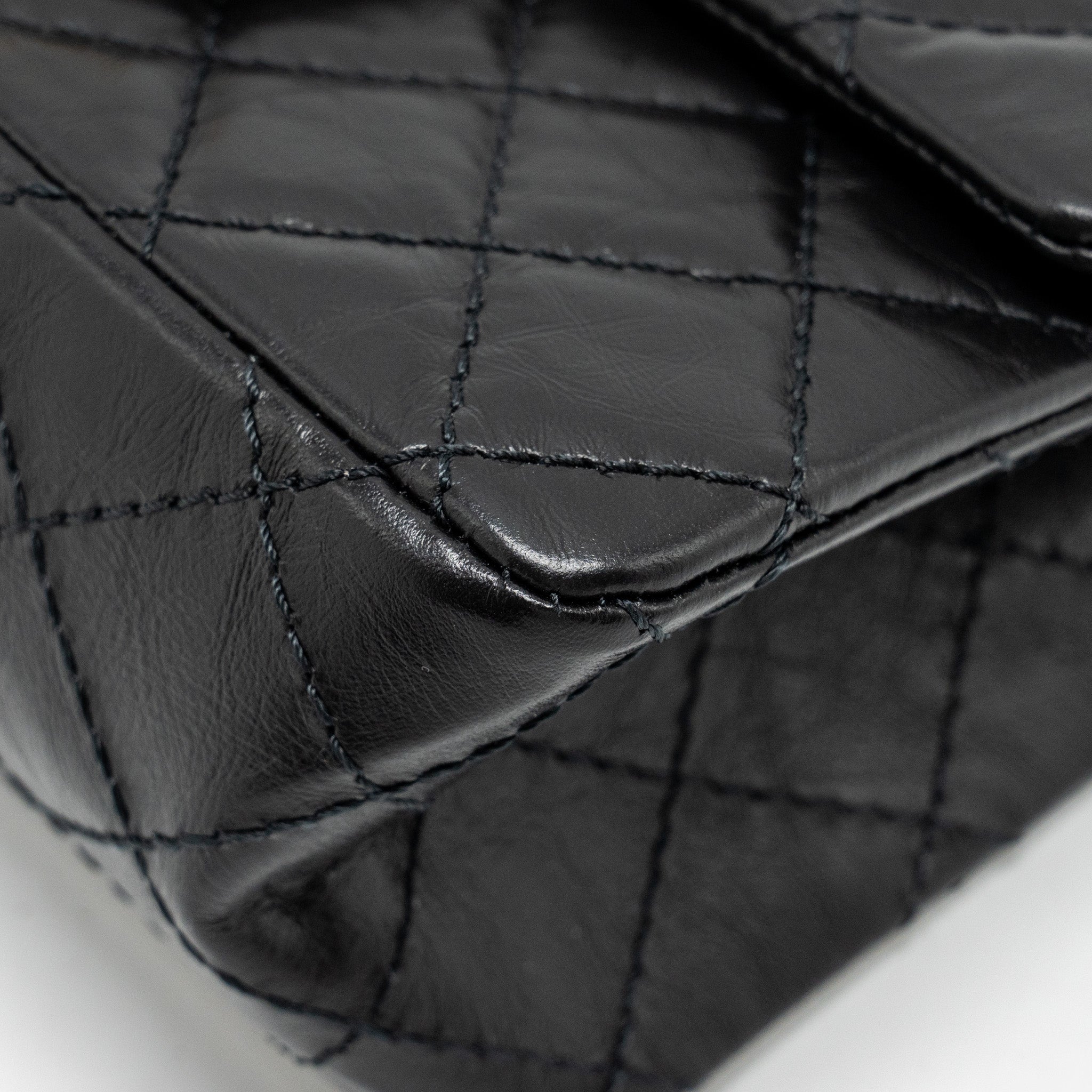 CHANEL Mini 2.55 Reissue Flap Bag Aged Calfskin Black Brushed  (Microchip)