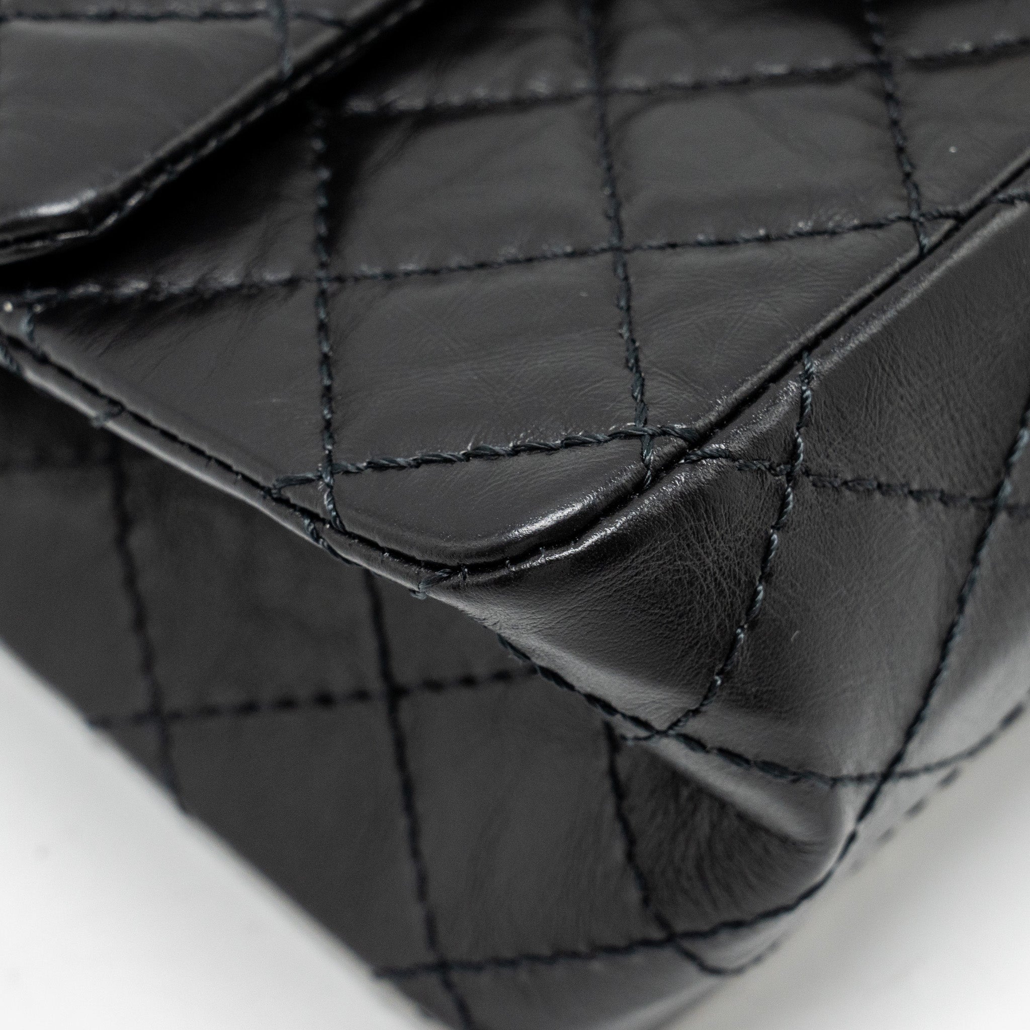 CHANEL Mini 2.55 Reissue Flap Bag Aged Calfskin Black Brushed  (Microchip)