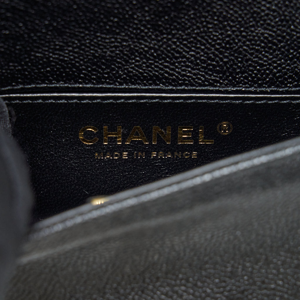 Chanel Mini Chevron Boy Bag Grained Calfskin Black L