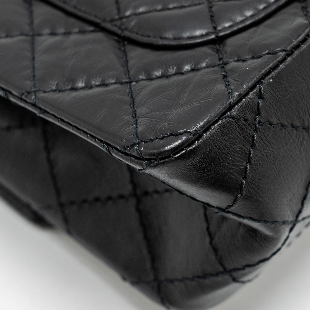 CHANEL Mini 2.55 Reissue Flap Bag Aged Calfskin Black Brushed  (Microchip)