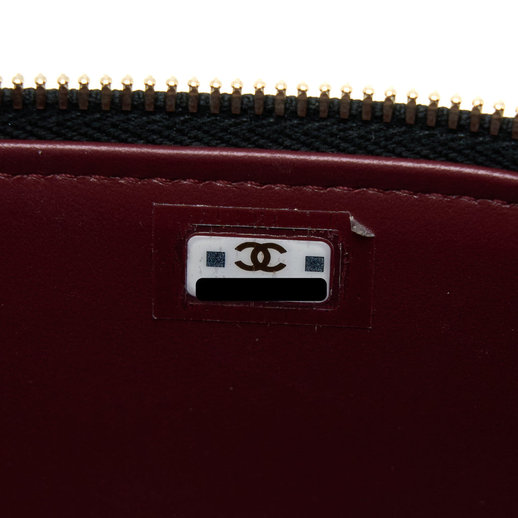 Chanel Long Vanity Detailed Gem Chain Lambskin Black  (Microchip)