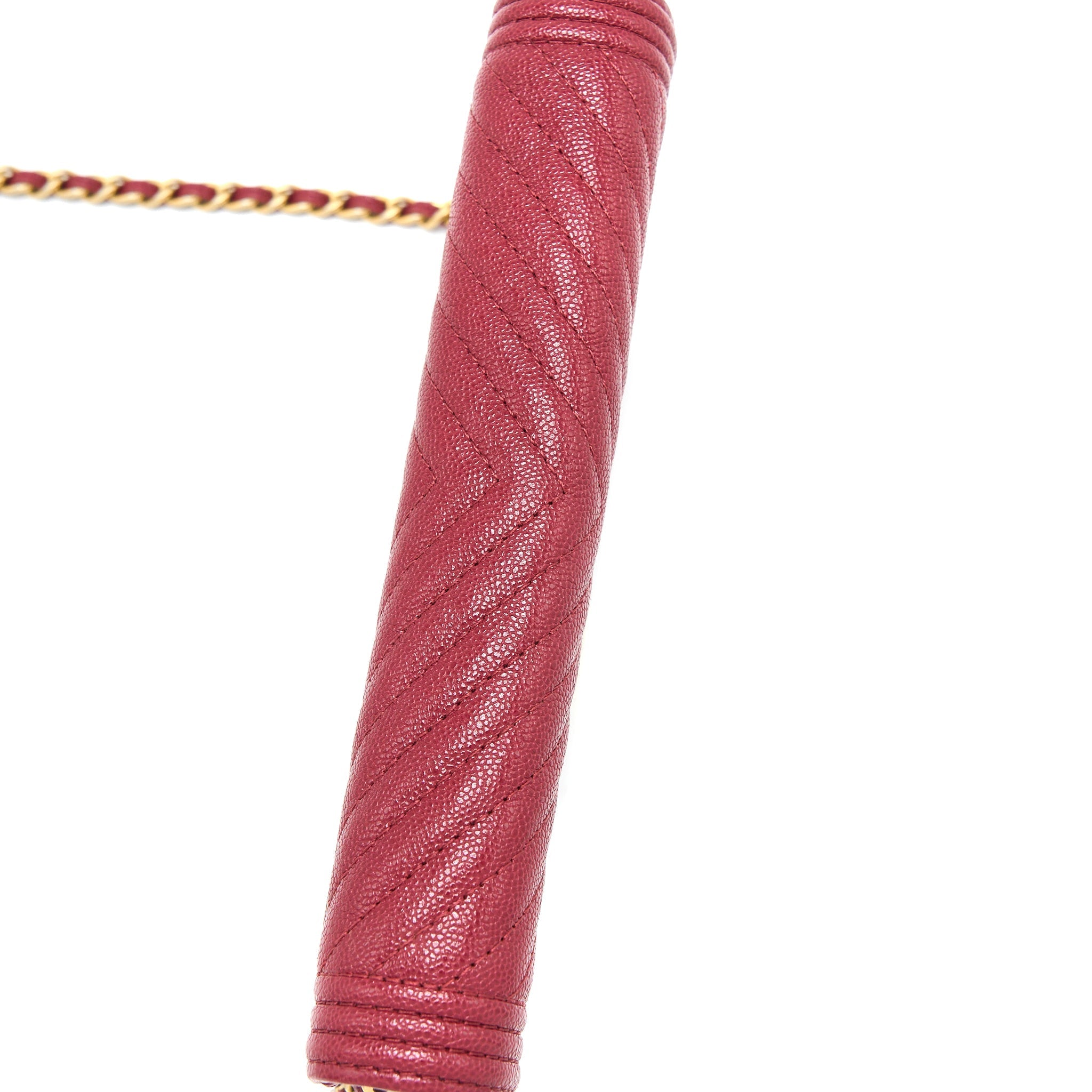 Chanel Boy Wallet On Chain Chevron Caviar Red Brushed