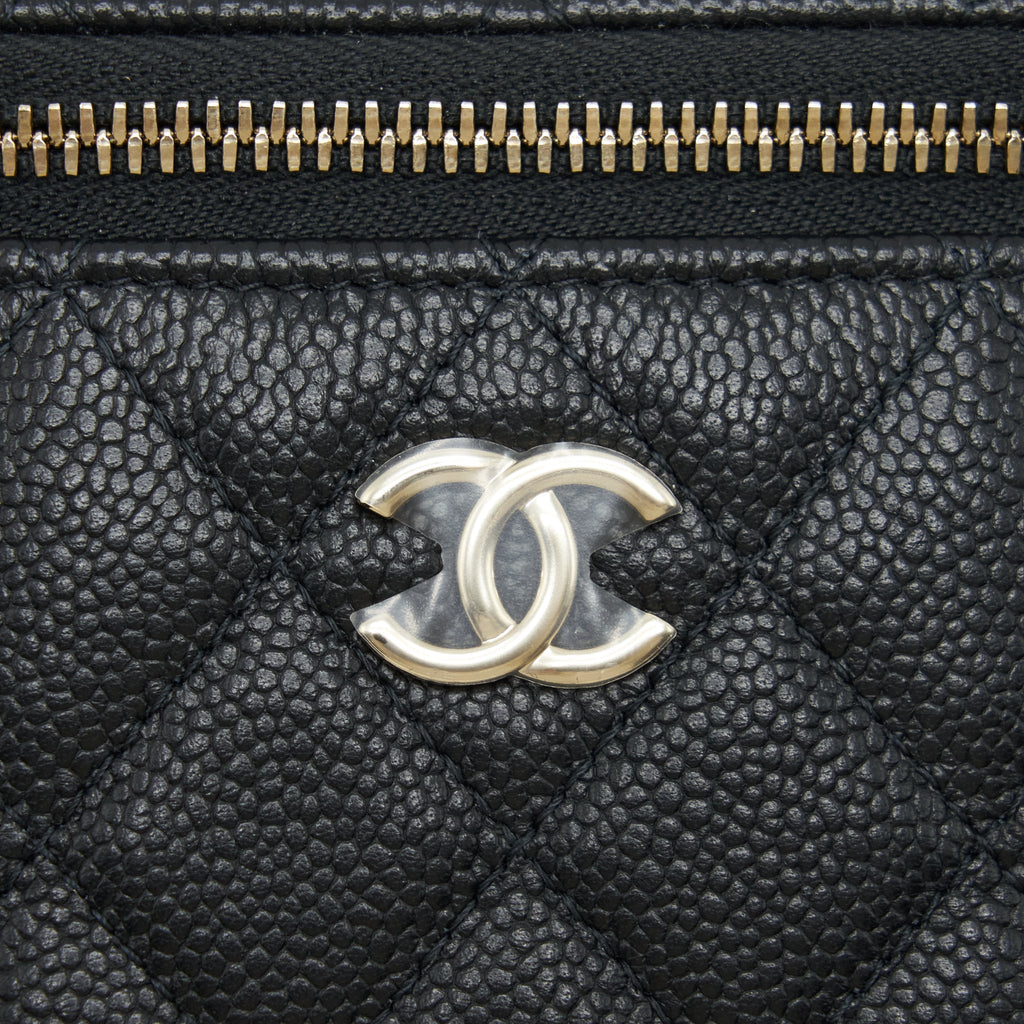 Chanel 22P Vertical Mini Vanity With CC Logo Chain Caviar Black L