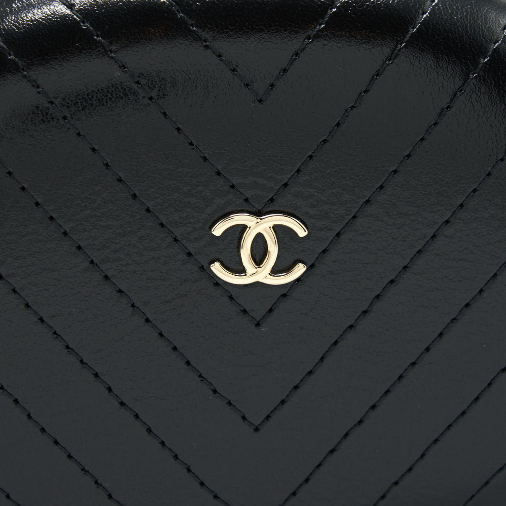 Chanel La Pausa Evening Bag Chevron Calfskin Black L