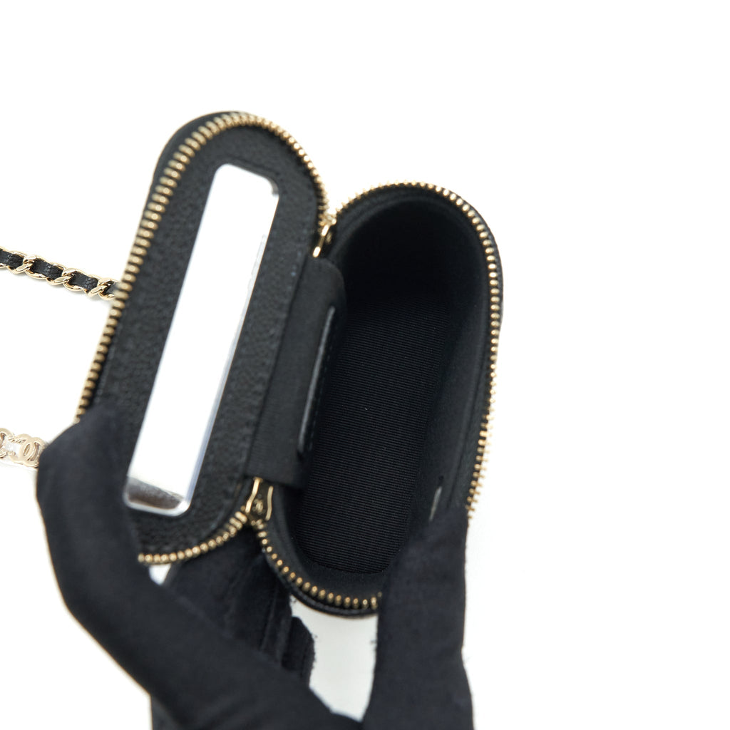 Chanel 22P Vertical Mini Vanity With CC Logo Chain Caviar Black L