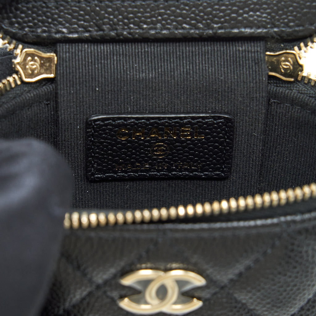 Chanel 22P Vertical Mini Vanity With CC Logo Chain Caviar Black L