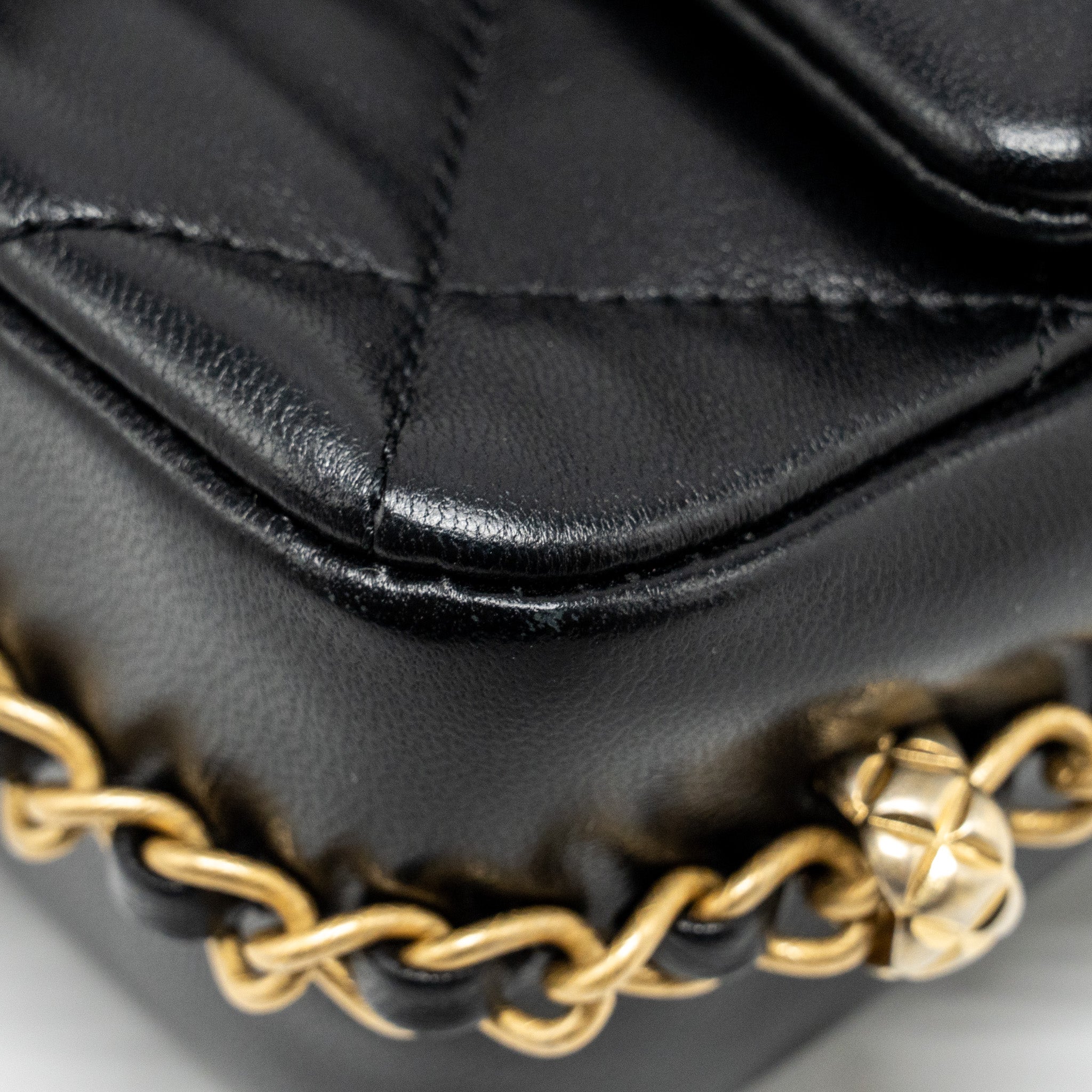 Chanel Mini Coco CC Logo Quilted Flap Bag Lambskin Black  (Microchip)