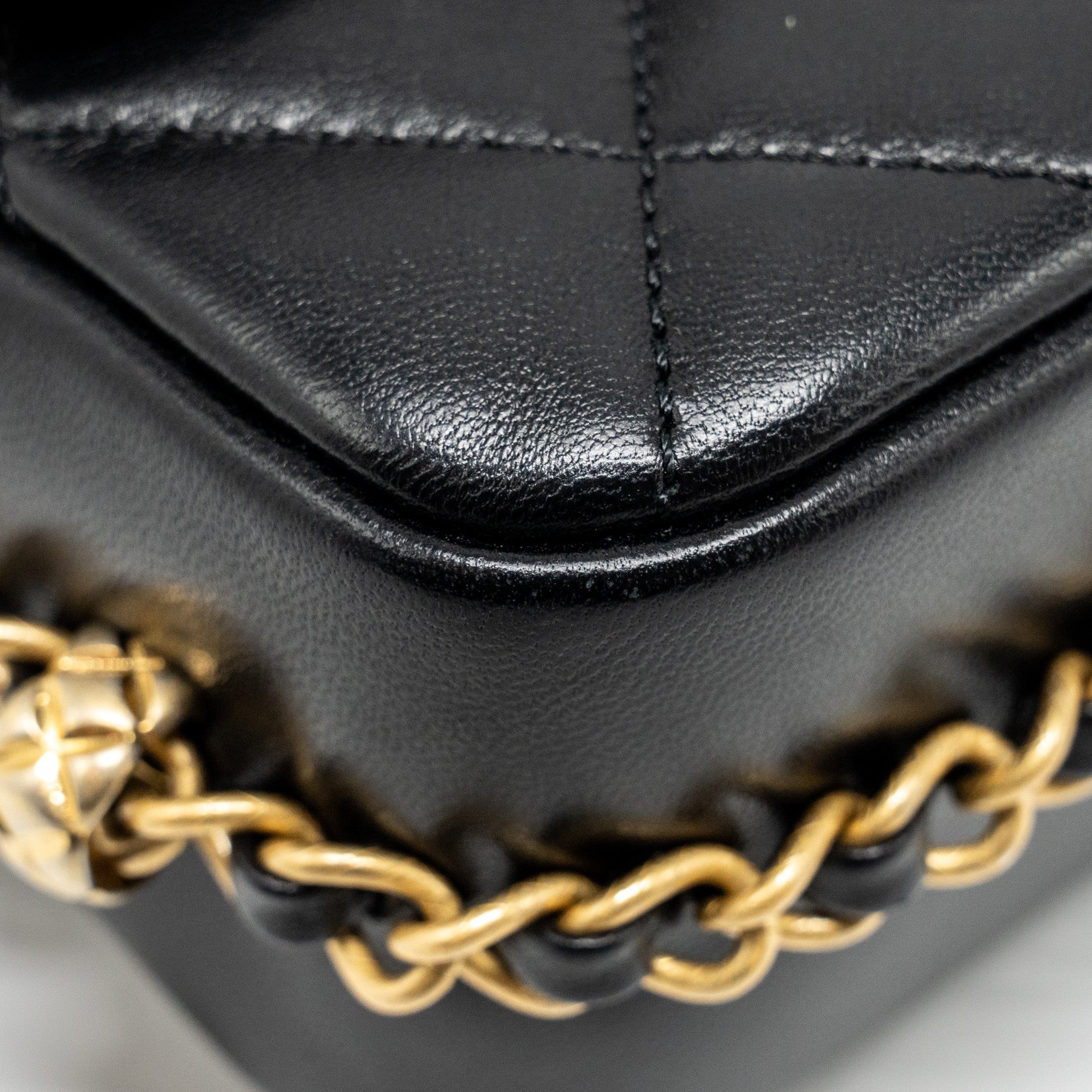 Chanel Mini Coco CC Logo Quilted Flap Bag Lambskin Black  (Microchip)