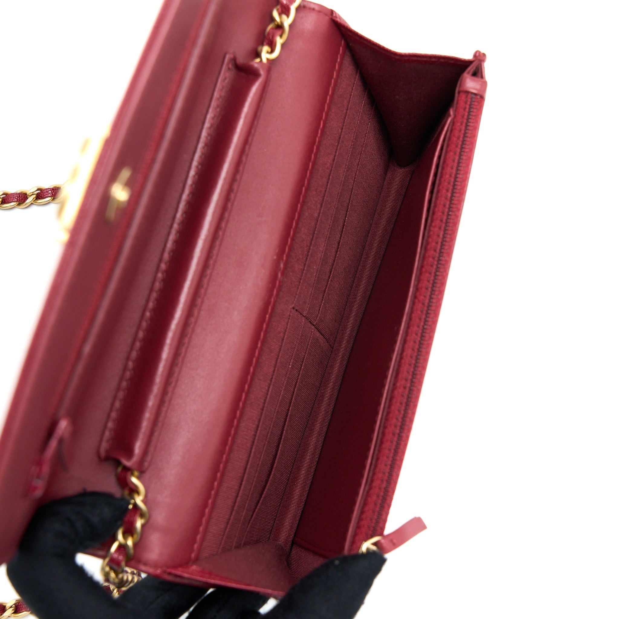 Chanel Boy Wallet On Chain Chevron Caviar Red Brushed