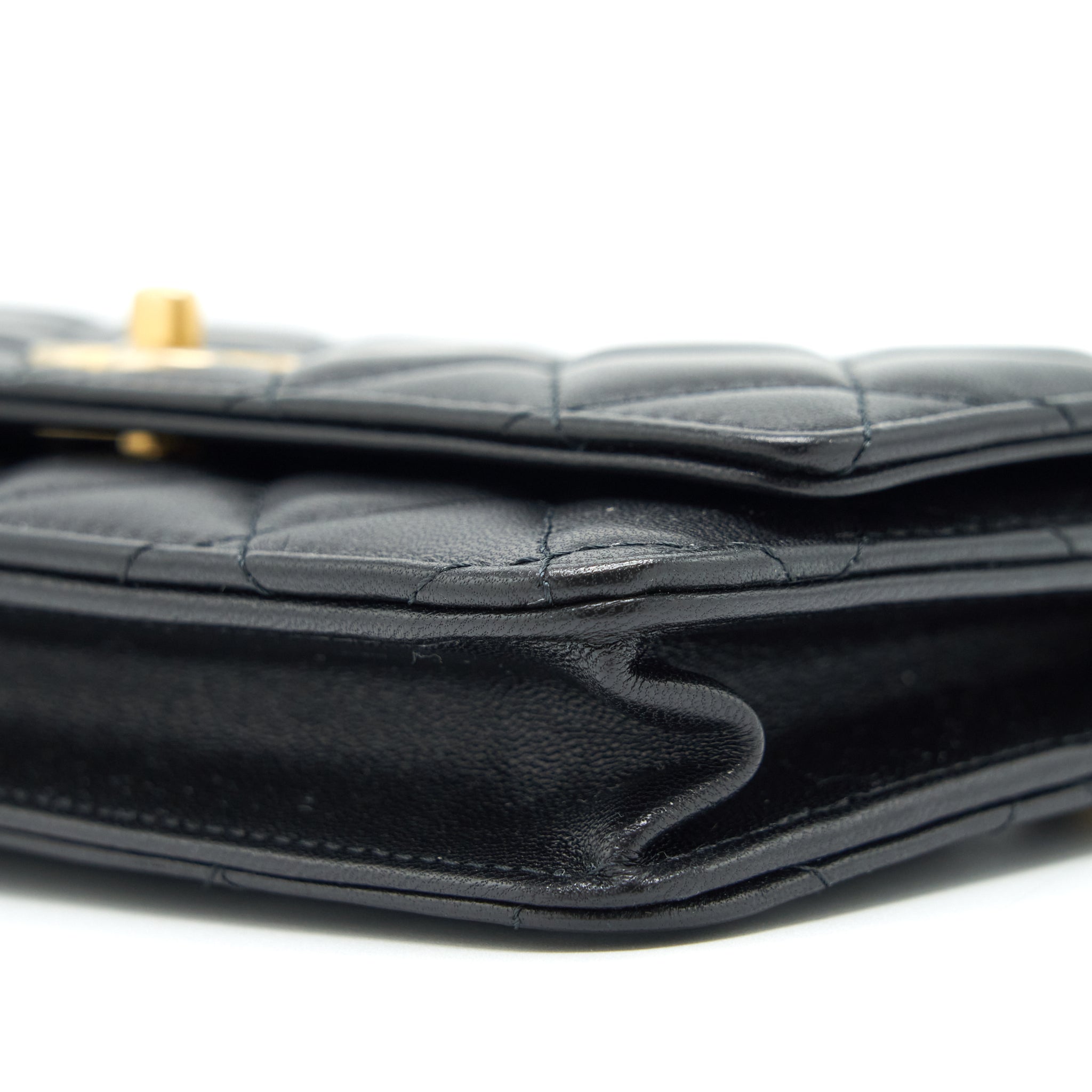 Chanel Pearl Crush Wallet On Chain Lambskin Black