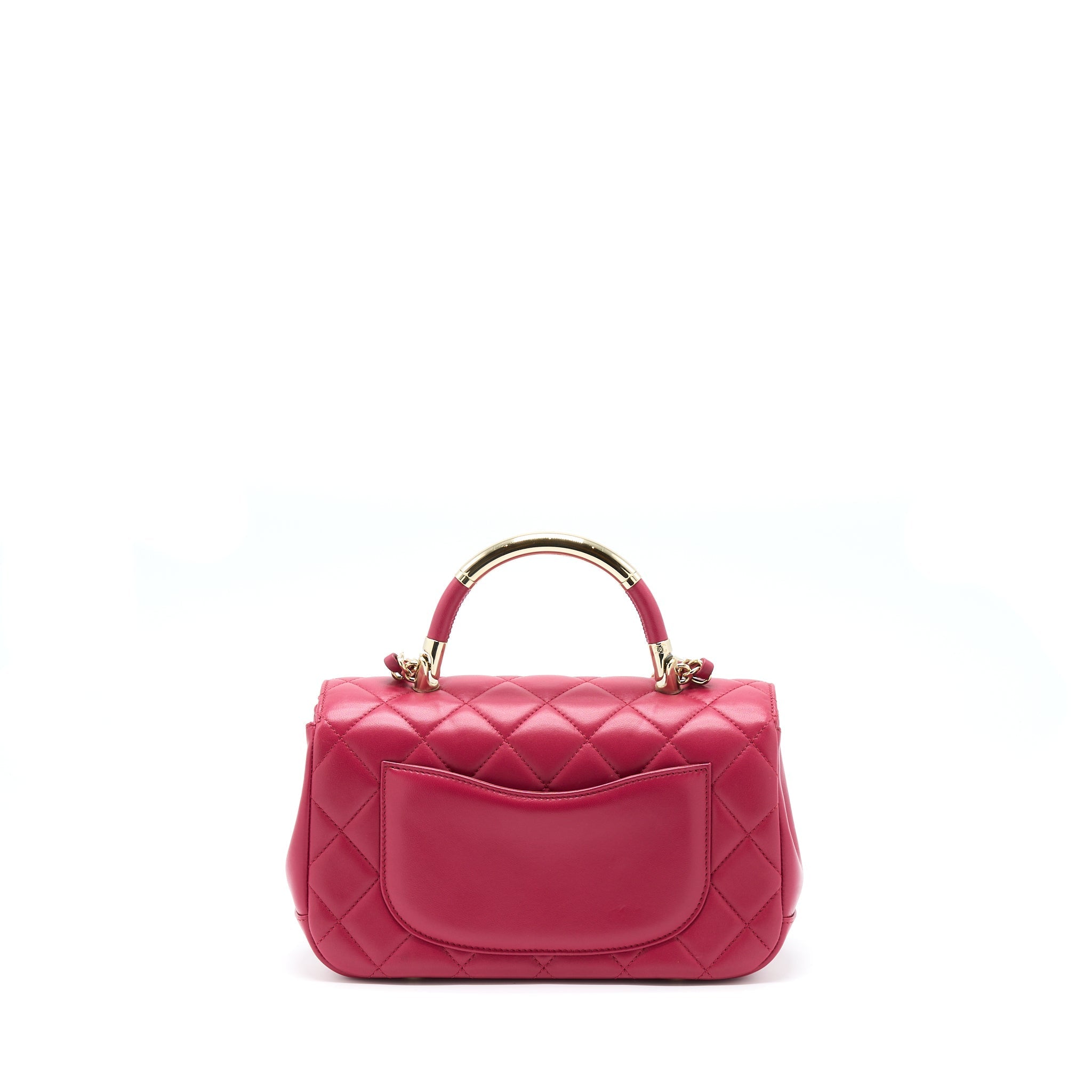 Chanel Top Handle Flap Bag Crossbody Lambskin Pink