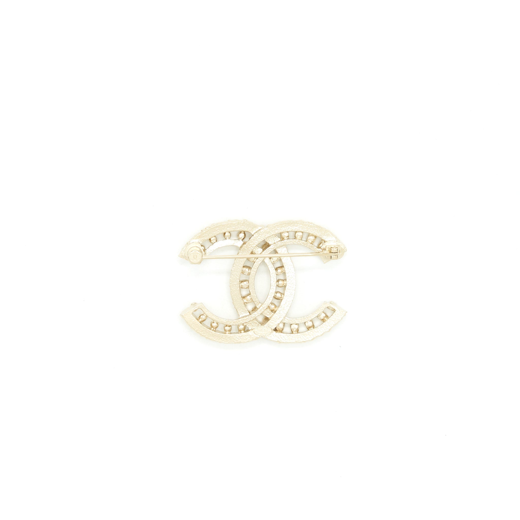 Chanel 22P CC Brooch With Crystals Gold Tone