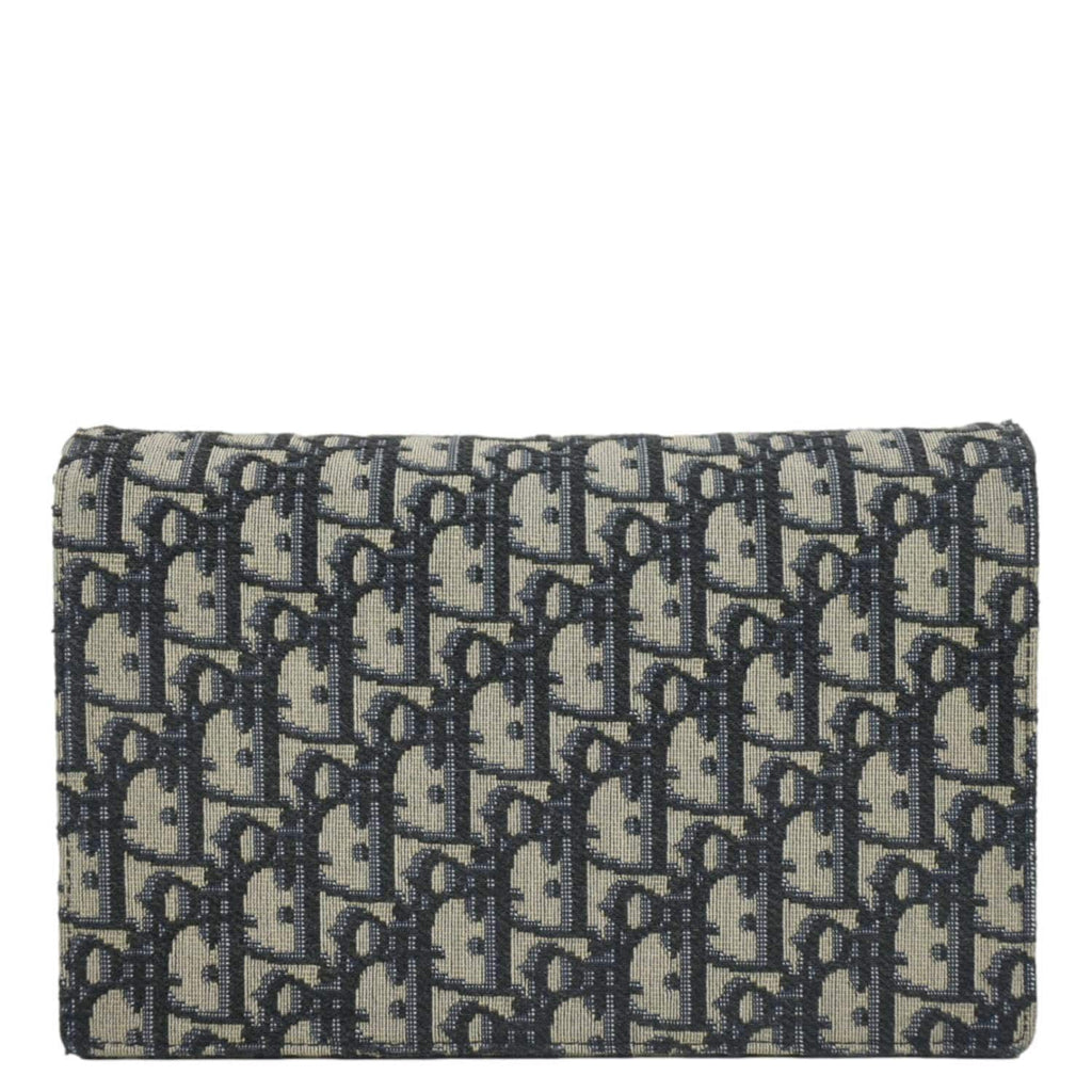 CHRISTIAN DIOR Saddle Oblique Jacquard Pouch Crossbody Bag Navy Blue