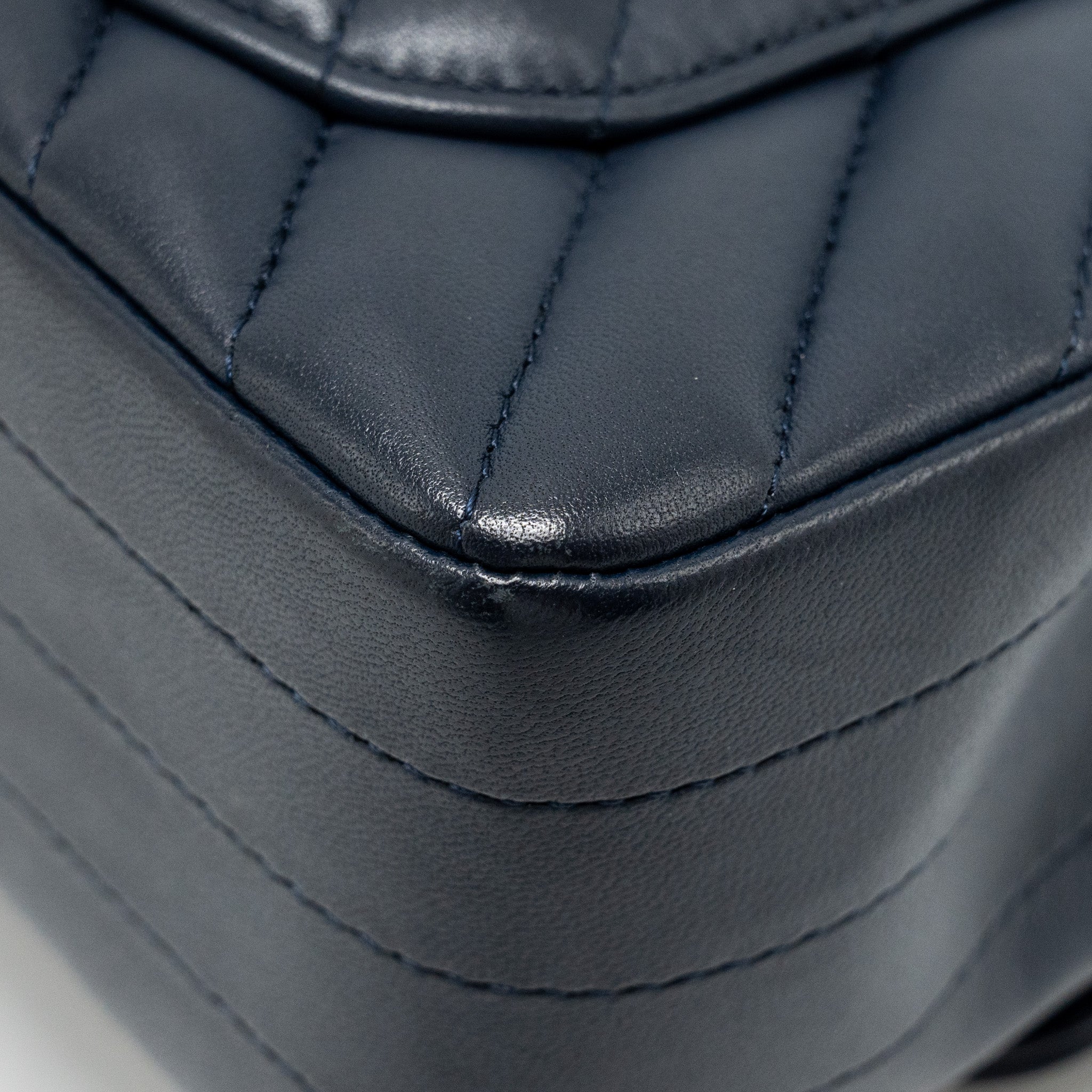 Chanel Mini Rectangular Flap Bag Chevron Lambskin Navy L