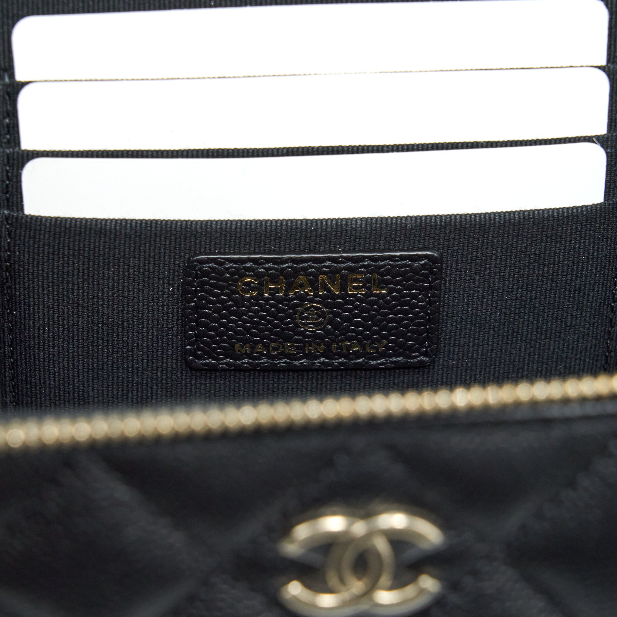 Chanel 22P Long Vanity With CC Logo Chain Caviar Black L