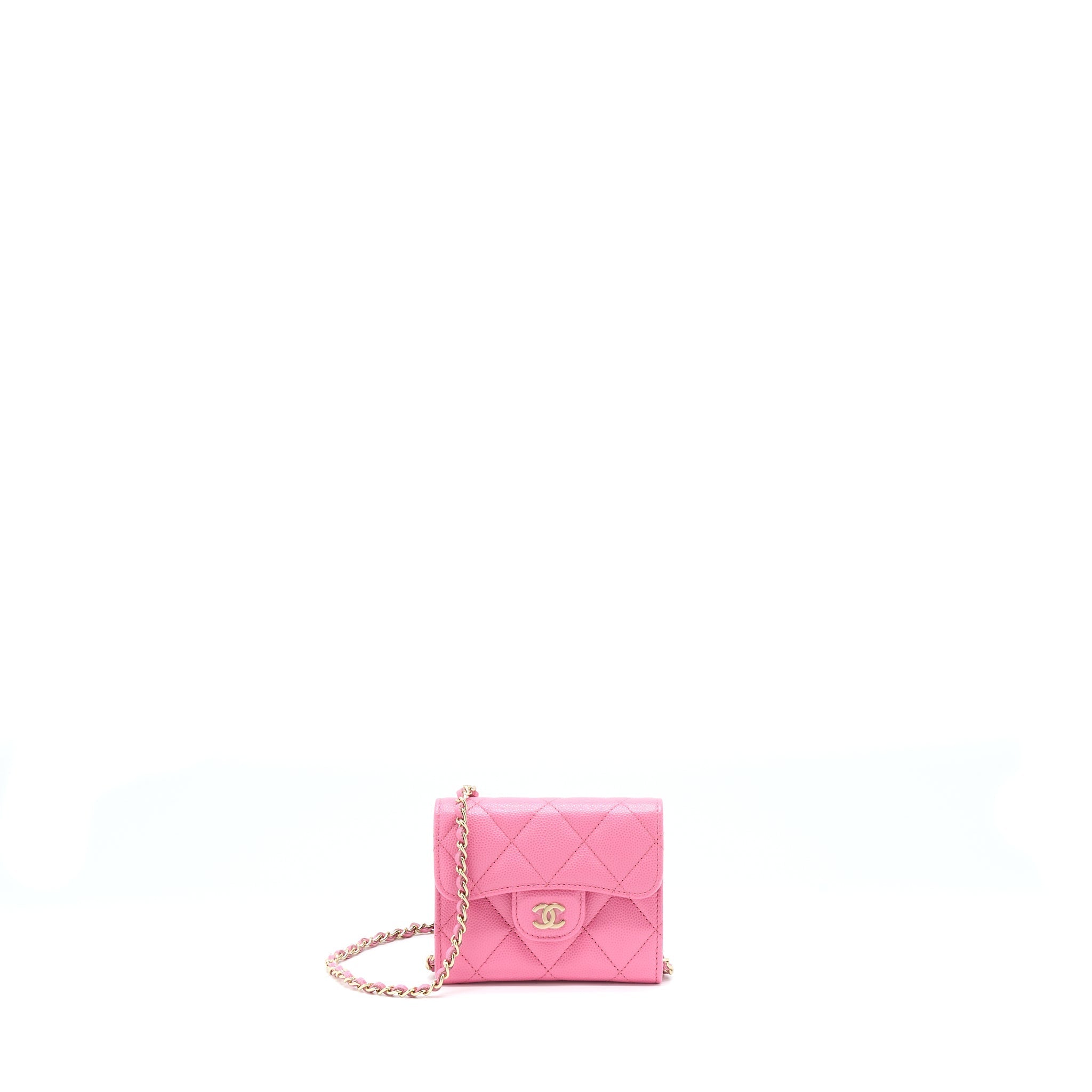 Chanel Mini Flap Card Holder Caviar Pink L