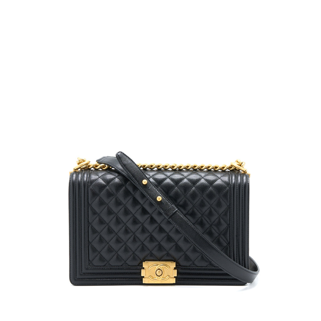 Chanel Boy Bag 28cm Caviar Black Brushed