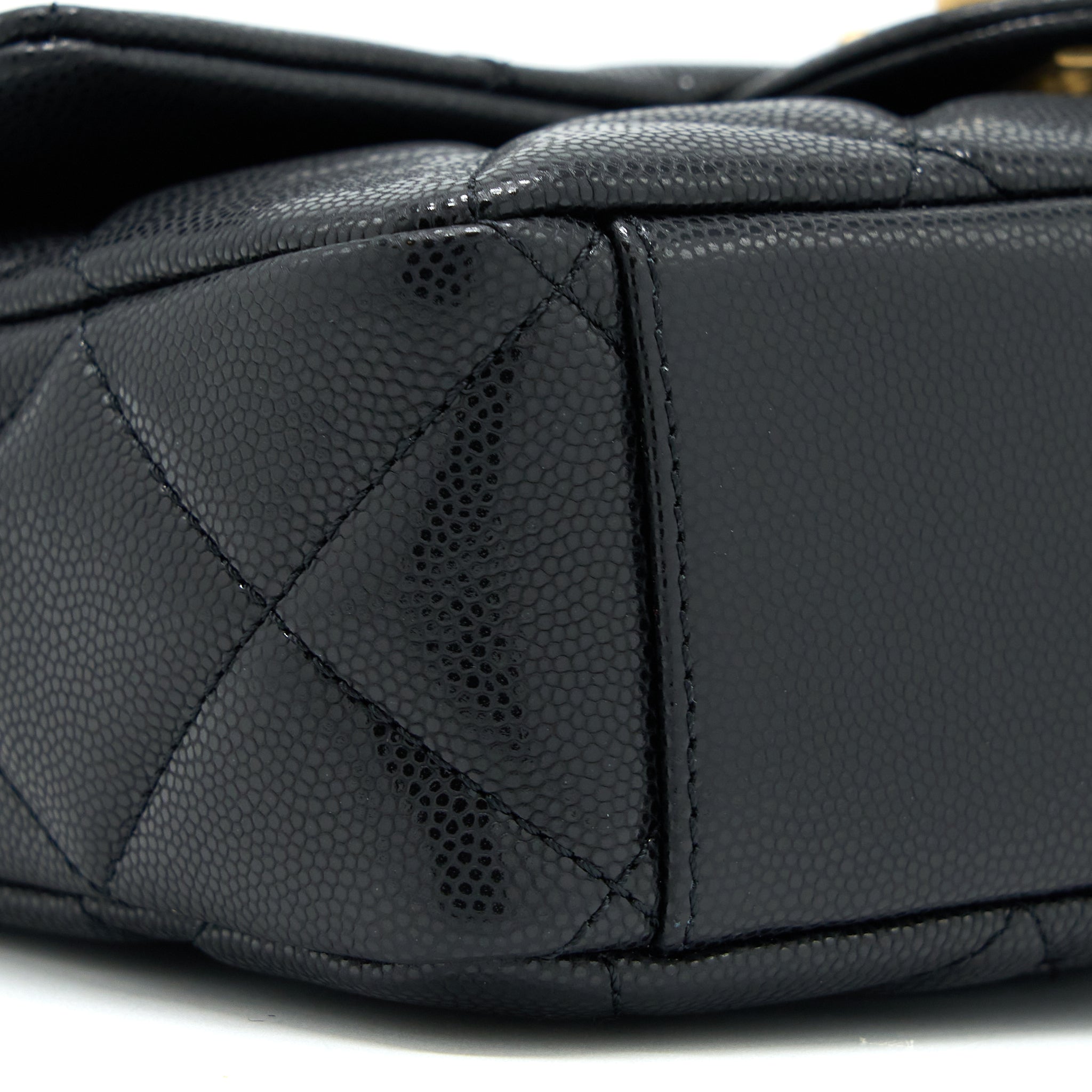 Chanel 22A Small Flap Bag Grained Shiny Calfskin Black Brushed (Microchip)