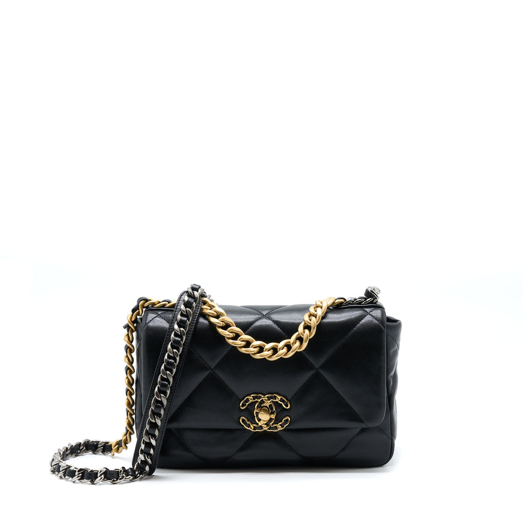 Chanel Small 19 Bag Lambskin Black Multicolour Hardware