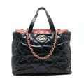Chanel Calfskin Tote bag with Chain black and Red